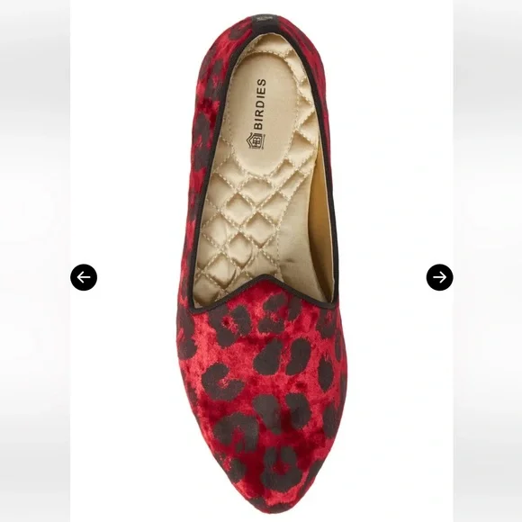 Birdies The Heron Red Black leopard print velvet quilted sole 7.5 Loafers - Picture 12 of 12